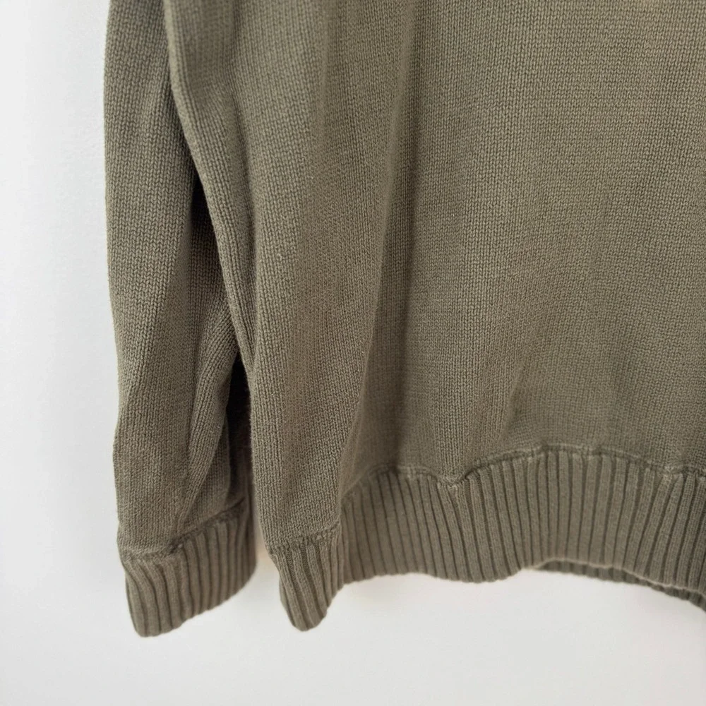 Eddie Bauer Seattle USA Mens‎ L Cotton Crew Neck Sweater Olive Green Classic - Picture 11 of 11